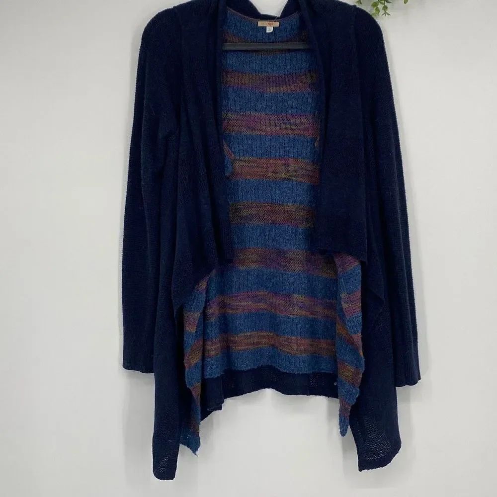 Anthropologie Fiets‎ Voor Long Waterfall Open Front Cardigan Alpaca Wool Navy S